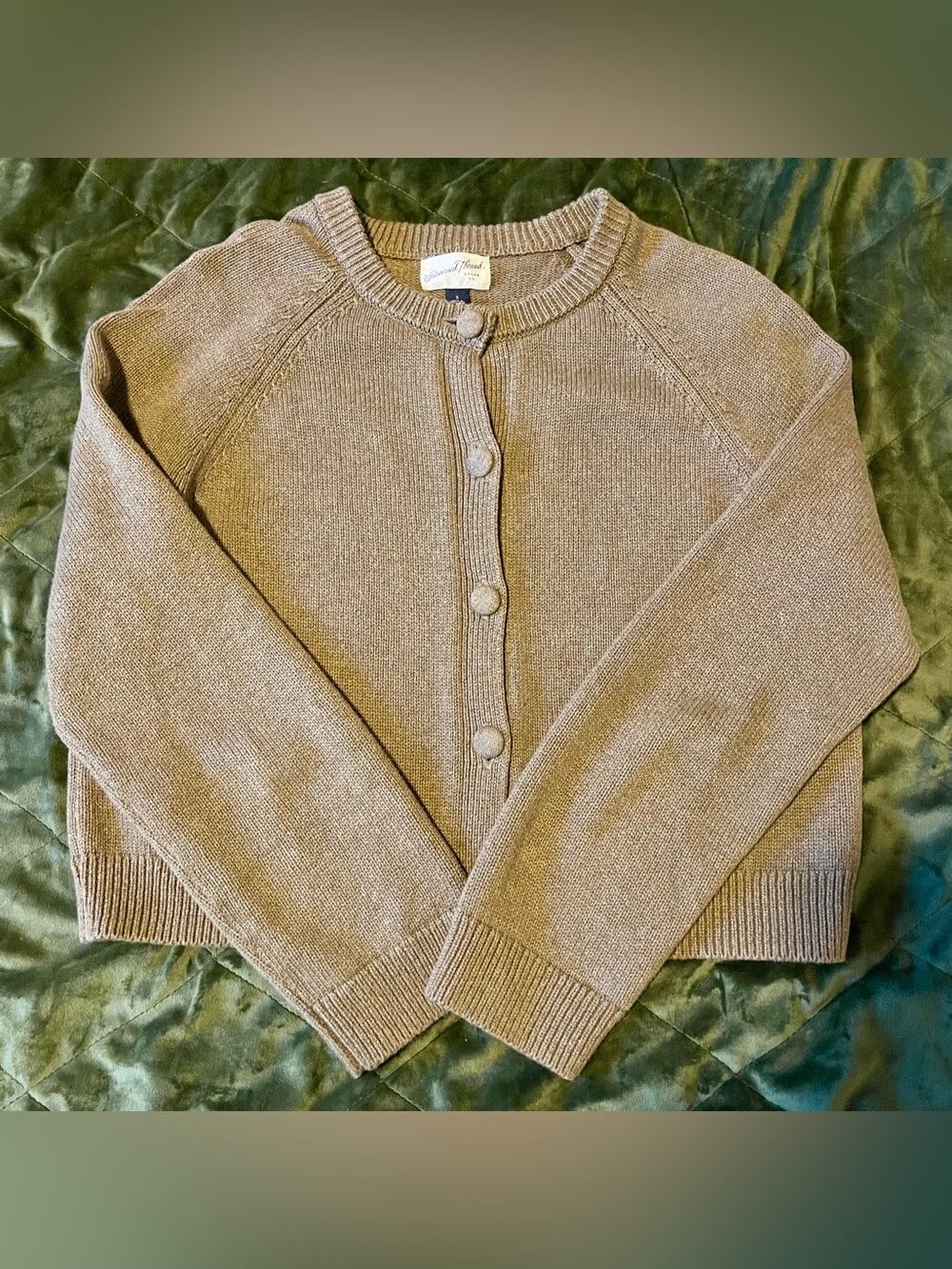 Universal Thread Taupe Crewneck Button-Front Cardigan Sweater